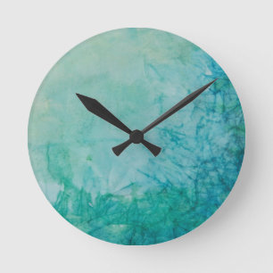 Reloj Redondo Mediano Paper With Blue, Green, And Black Paint Abstract