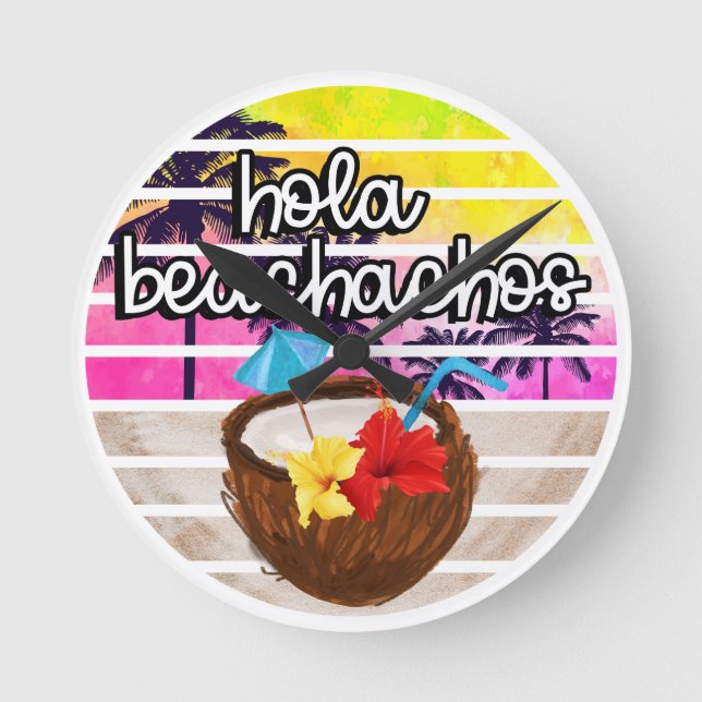 Reloj Redondo Mediano Paraíso tropical (Anverso)