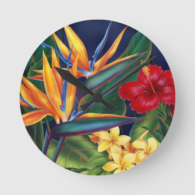 Reloj Redondo Mediano Paraíso tropical de Hawái Clocks de pared (Anverso)