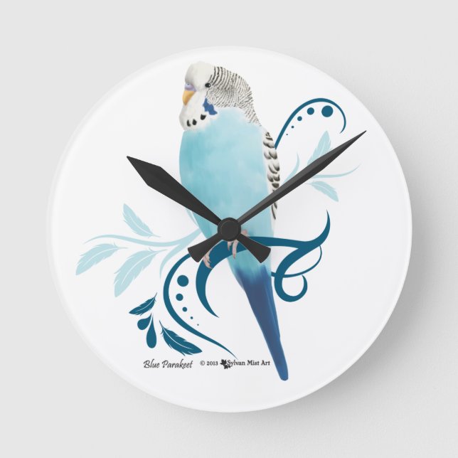 Reloj Redondo Mediano Parakeet azul (Anverso)