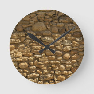 Reloj Redondo Mediano Pared de Piedra Rústica