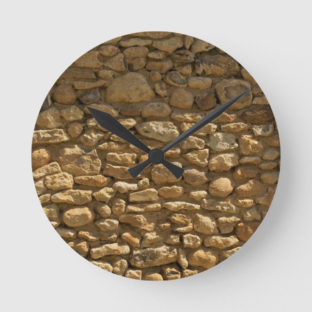 Reloj Redondo Mediano Pared de Piedra Rústica (Anverso)
