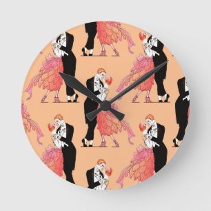 Reloj Redondo Mediano Pareja bailarina de estilo vintage de los años 20