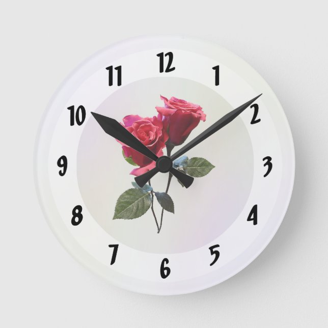 Reloj Redondo Mediano Pareja de Rosas (Anverso)