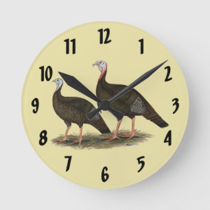 Reloj Redondo Mediano Pareja Salvaje Oriental de Pavos
