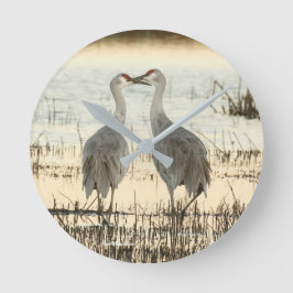 Reloj Redondo Mediano Pareja Sandhill Crane Sunrise