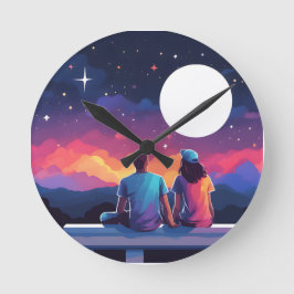 Reloj Redondo Mediano Pareja Stargazing