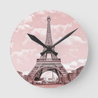 Reloj Redondo Mediano París en torre Eiffel rosada