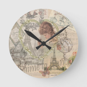 Reloj Redondo Mediano París Francia Chica Bonita Suave Torre Eiffel