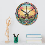 Reloj Redondo Mediano Parisino Sunset Eifel Tower Paris Floral Francesa<br><div class="desc">El luminoso Sunset Parisiense Eifel Tower Paris France Floral Clocks tiene un estilo Art Déco estilo París con la Torre Eifel en un audaz marco floral. Creado por Evco Studio www.zazzle.com/store/evcostudio</div>