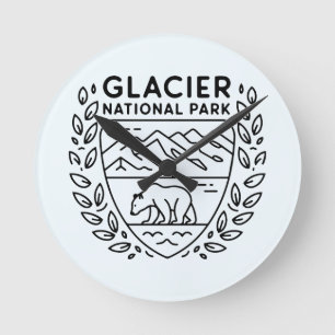 Reloj Redondo Mediano Parque nacional Glacier Emblem