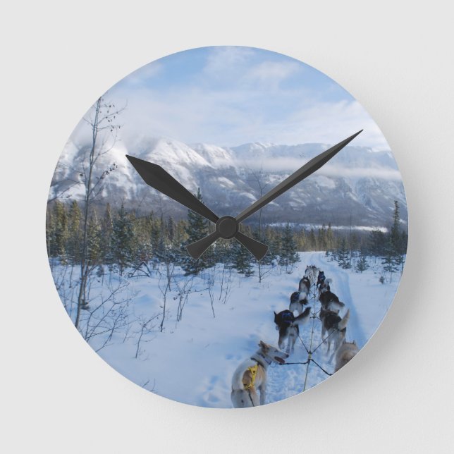 Reloj Redondo Mediano ParrotSleds - paisaje (Anverso)