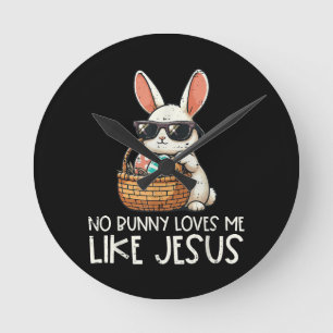 Reloj Redondo Mediano Pascua Ningún Conejo Me Ama Como Jesús Cristiano
