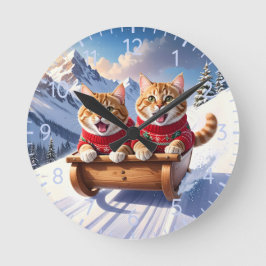 Reloj Redondo Mediano Paseo en gatos