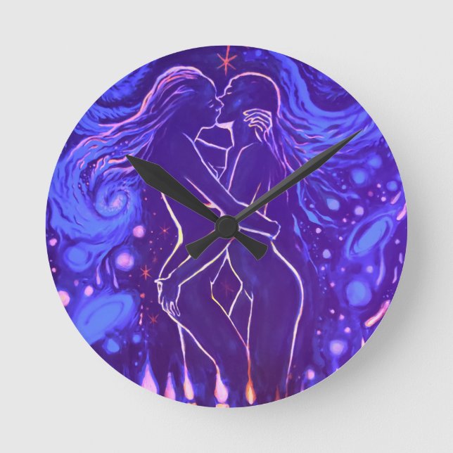 Reloj Redondo Mediano Passionate lesbian kiss  (Anverso)