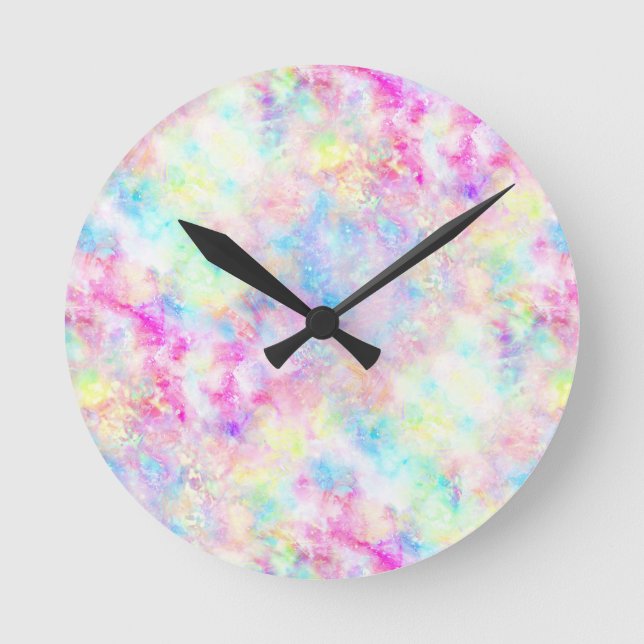 Reloj Redondo Mediano Pastel de agua de tinte de arcoiris (Anverso)