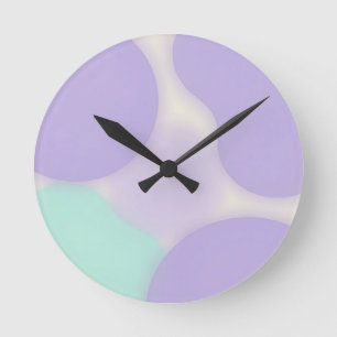 Reloj Redondo Mediano Pastel de Lavanda Blob Orgánico Abstracto