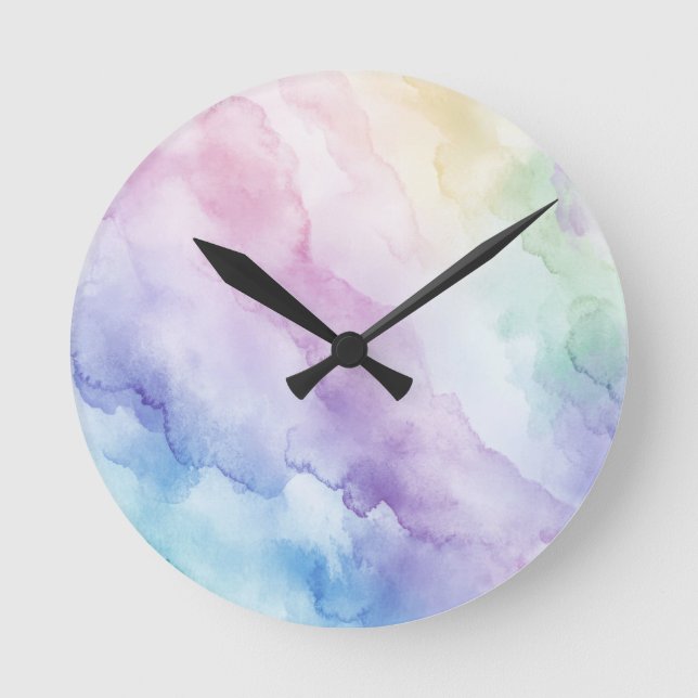 Reloj Redondo Mediano Pastel de pared arcoiris (Anverso)