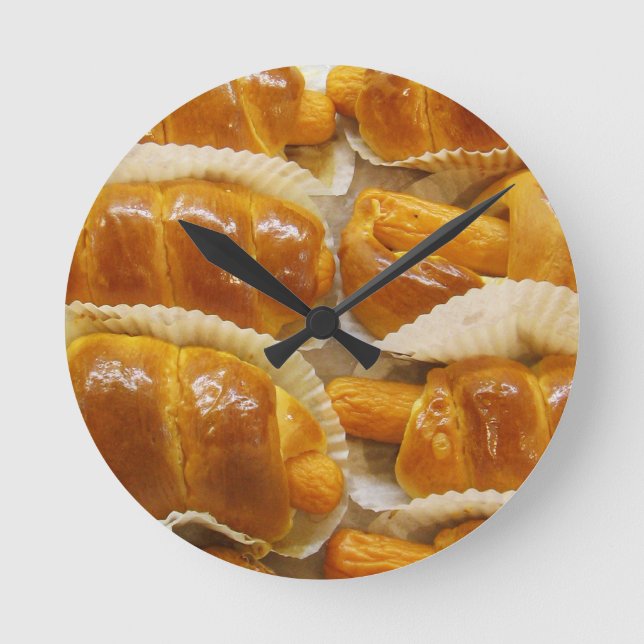 Reloj Redondo Mediano Pastel de Perro caliente... Comida de postre asiát (Anverso)