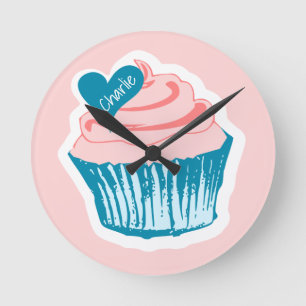 Reloj Redondo Mediano Pastel de tarta Me encanta el nombre de la pared d