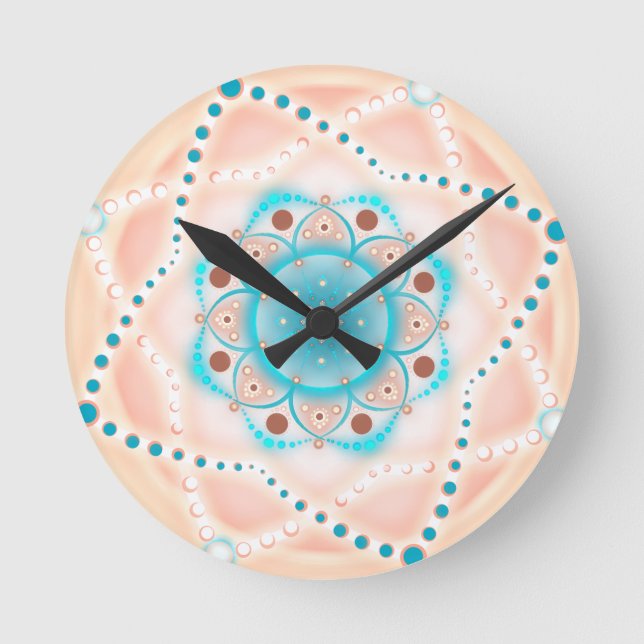 Reloj Redondo Mediano Pastel Floral Mandala (Anverso)