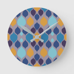 Reloj Redondo Mediano Pastel geométrico de mediados del siglo 1960