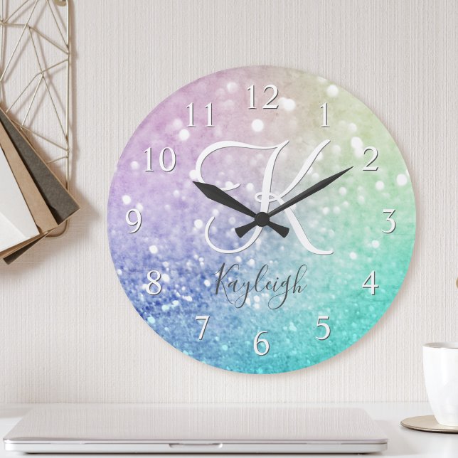 Reloj Redondo Mediano Pastel Purpurina Bokeh BackgroundGlam Elegant Glit (Subido por el creador)