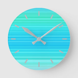 Reloj Redondo Mediano Pastel Resumen Rayos verdes turquesas