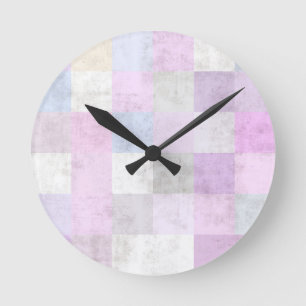 Reloj Redondo Mediano Pastel suave texturizado divertidas cuadros