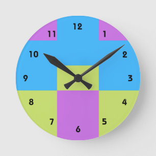 Reloj Redondo Mediano Pastelrino Bloque de Color Moderno