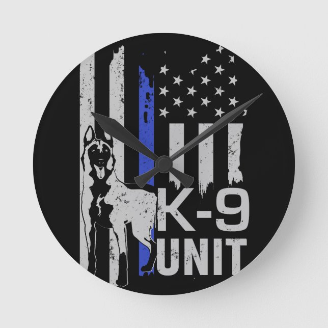 Reloj Redondo Mediano Pastor belga - Malinois - Unidad K9 (Anverso)