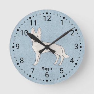 Reloj Redondo Mediano Pastor Suizo Blanco Pastor Alemán Blanco Caricatur