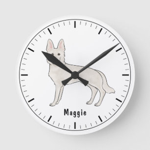 Reloj Redondo Mediano Pastor Suizo Blanco Pastor Alemán Blanco Perro Lin