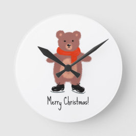 Reloj Redondo Mediano Patinaje de oso divertido