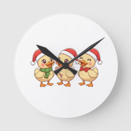 Reloj Redondo Mediano Patitos Navideños Kawaii Lindos | Fiesta Navideña 