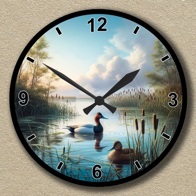 Reloj Redondo Mediano Patos Canvasback de Humedal Tranquilo Personalizab (Subido por el creador)