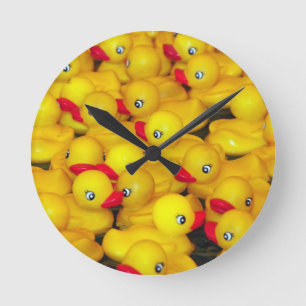 Reloj Redondo Mediano Patos de goma amarillos