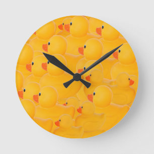 Reloj Redondo Mediano Patos de goma - uno mirando hacia otro lado
