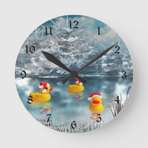 Reloj Redondo Mediano Patos del navidad