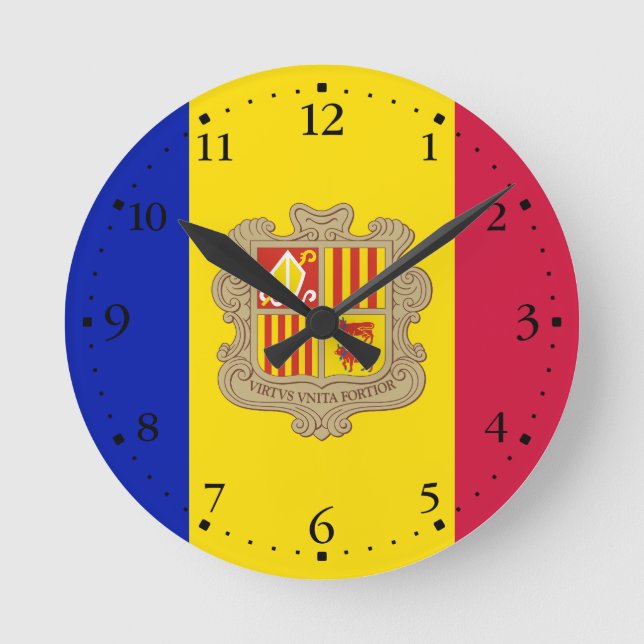 Reloj Redondo Mediano Patriotic Andorra Flag (Anverso)