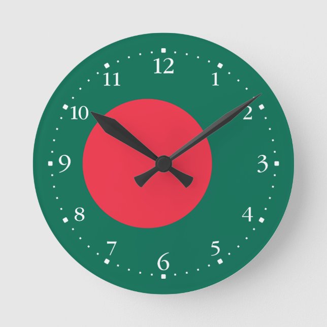 Reloj Redondo Mediano Patriotic Bangladeshi Flag Round Clock (Anverso)