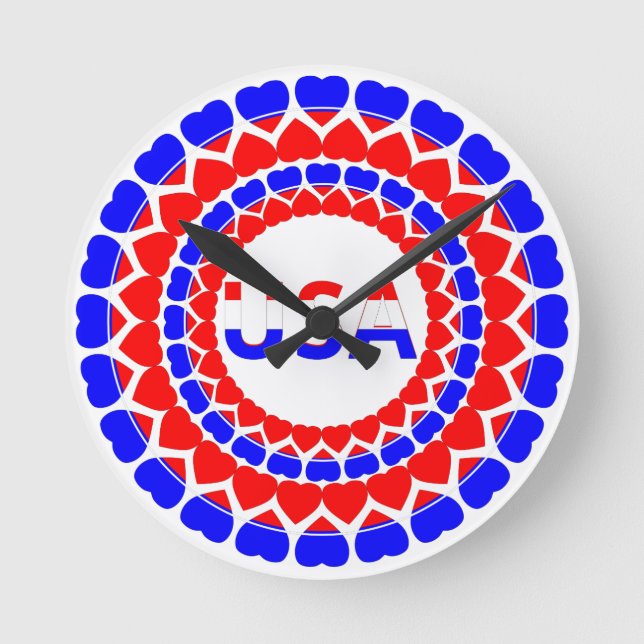Reloj Redondo Mediano Patriótico Cute de Estados Unidos (Anverso)