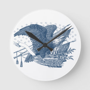 Reloj Redondo Mediano Patriótico vintage gritando águila Flechas de la b