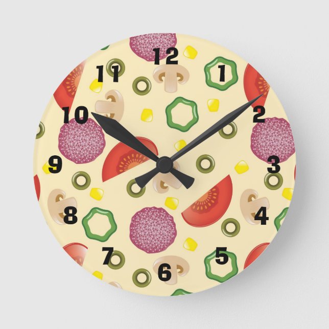 Reloj Redondo Mediano Patrón 2 de pizza (Anverso)