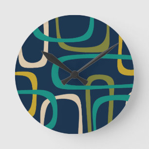 Reloj Redondo Mediano Patrón abstracto de bucles modernista de mediados