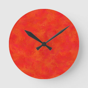 Reloj Redondo Mediano Patrón abstracto del Naranja rojo