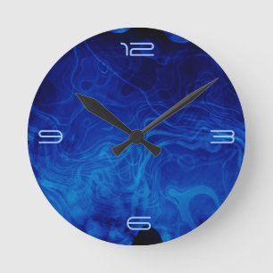 Reloj Redondo Mediano Patrón abstracto dramático azul eléctrico