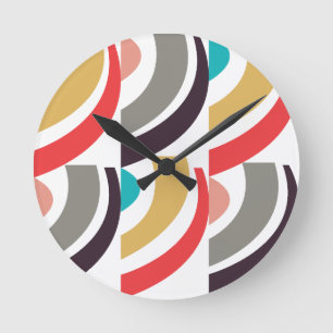 Reloj Redondo Mediano Patrón abstracto geométrico colorido