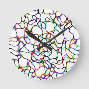 Reloj Redondo Mediano Patrón abstracto multicolor