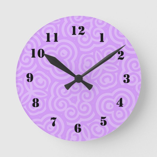 Reloj Redondo Mediano Patrón abstracto púrpura (Anverso)